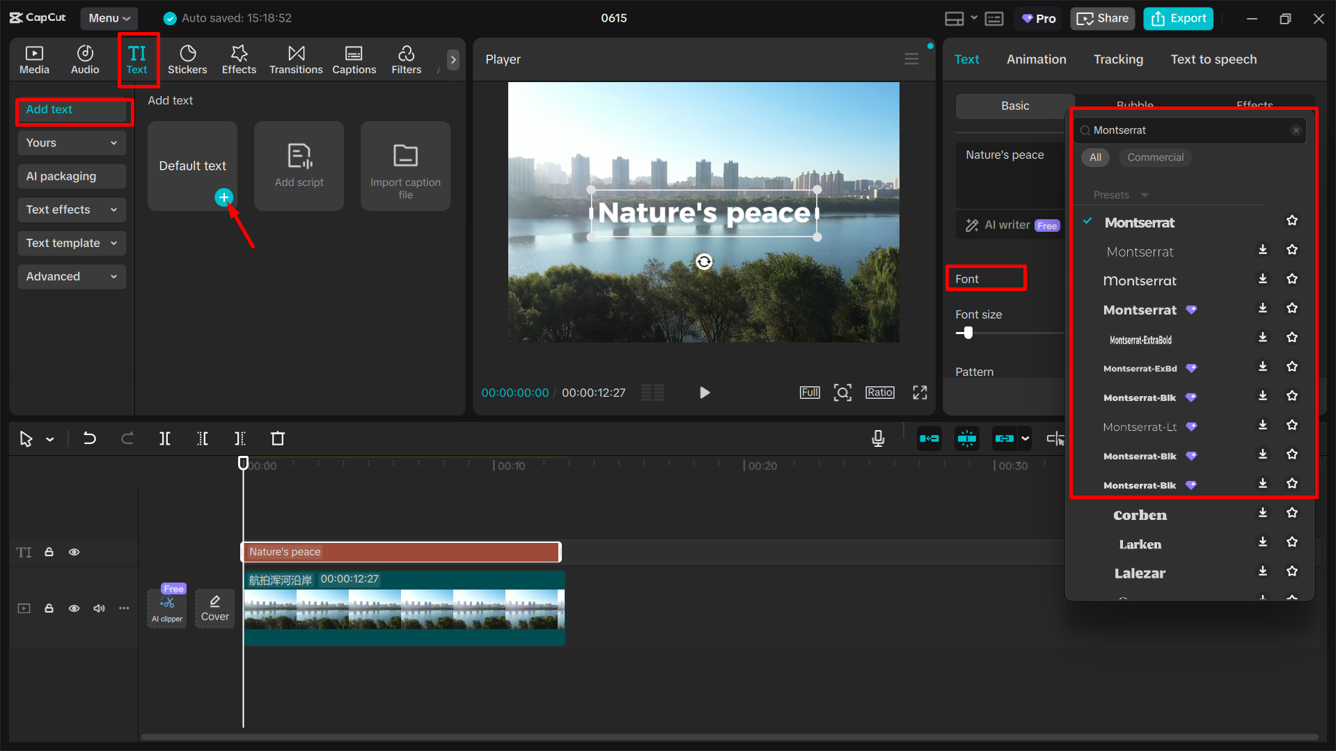 การใช้แบบอักษรมอนต์เซอร์รัตในโปรแกรมแก้ไขวิดีโอเดสก์ท็อปCapCut