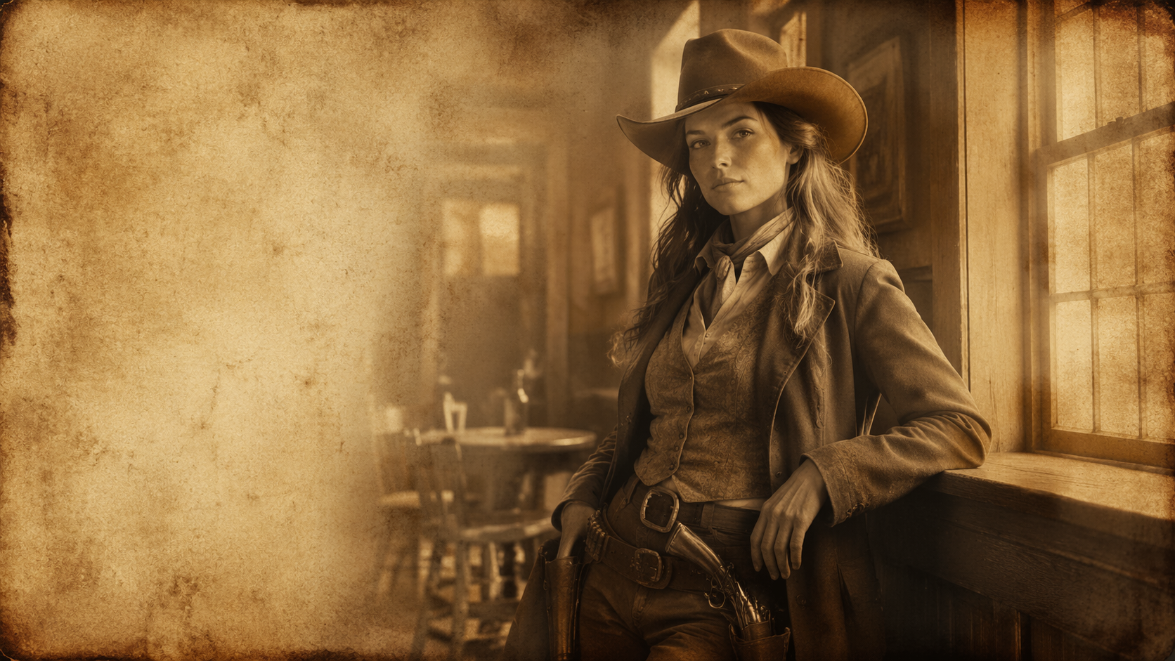 Dreamina Old West Wanted Poster prompt example 1: Sepia Cowboy Portrait