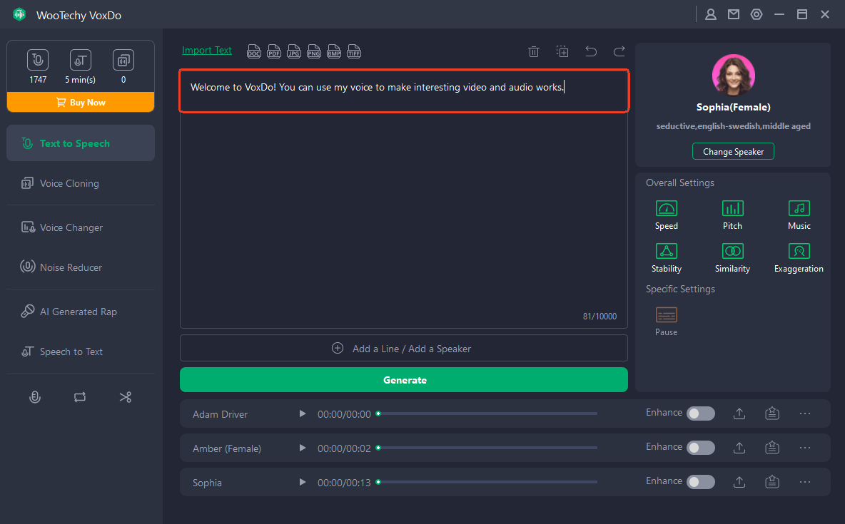 VoxDo's interface