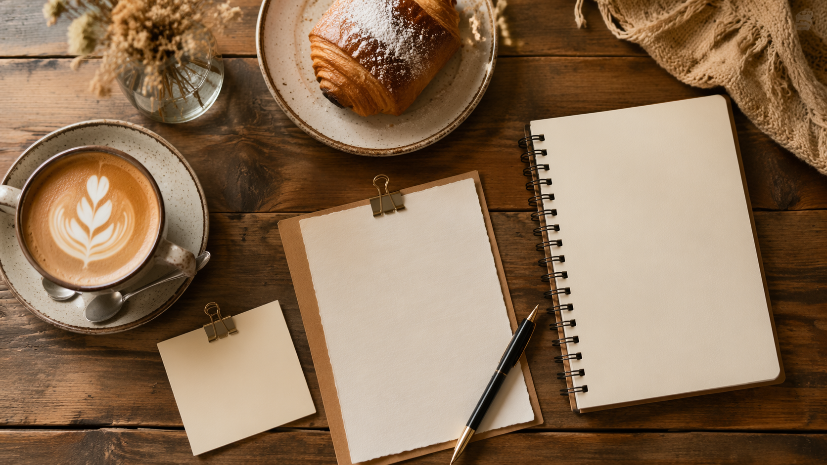 Dreamina coffee mockup prompt example 4: Cozy Cafe Table Layout