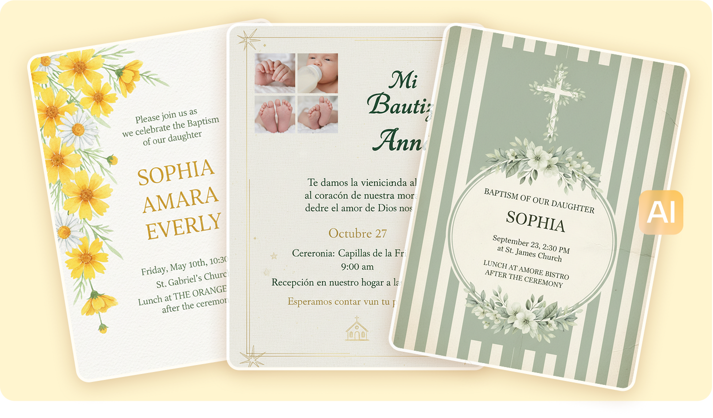 Invito al battesimo: inviti personalizzati per le cerimonie di battesimo