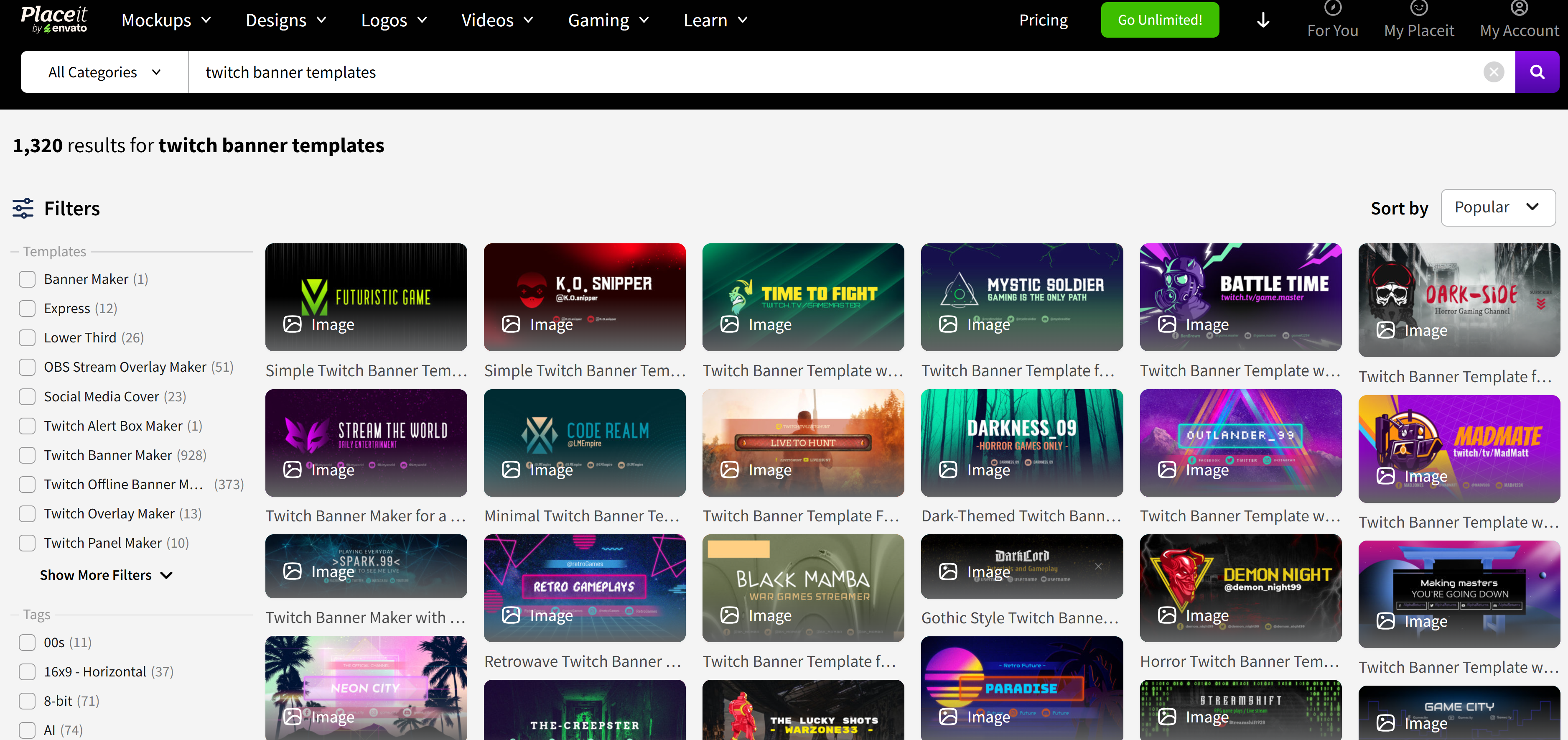Crear banner para Twitch con Placeit
