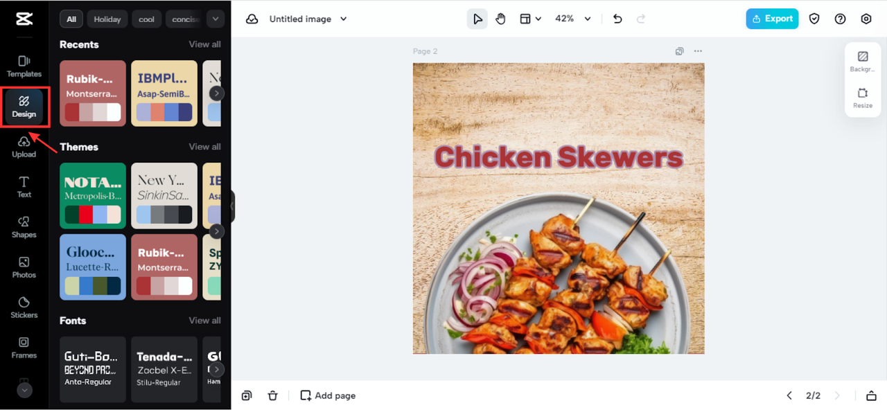"Design" feature