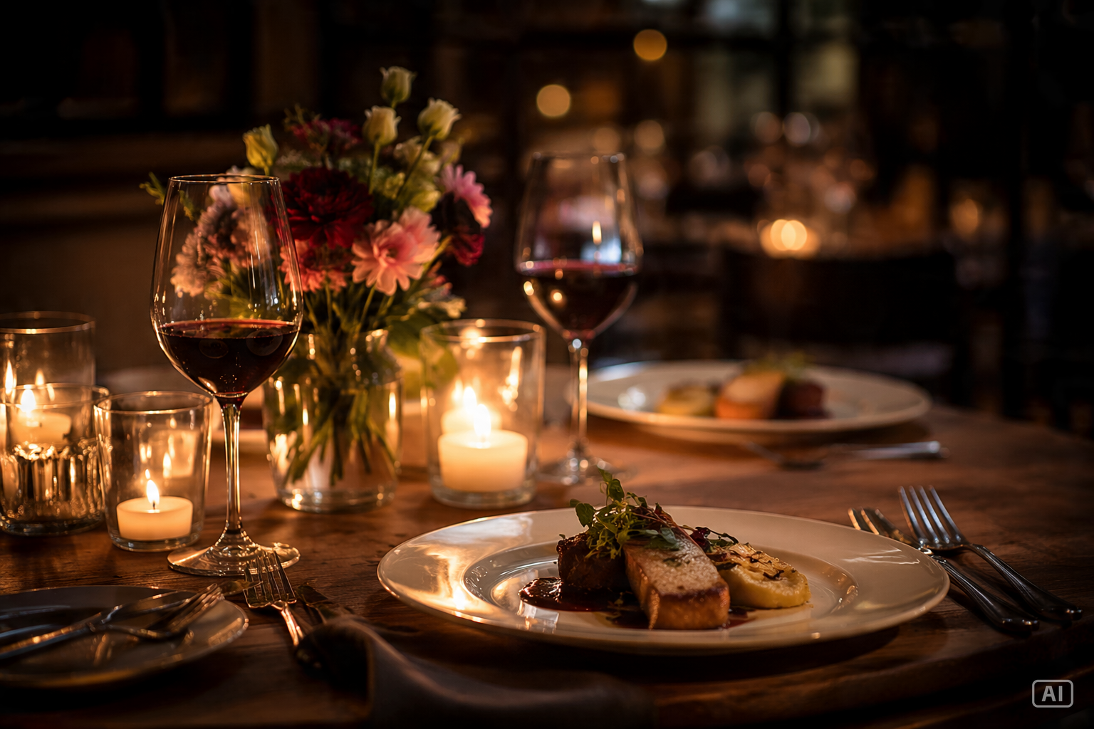 Candlelit dinner image generated by Pippit