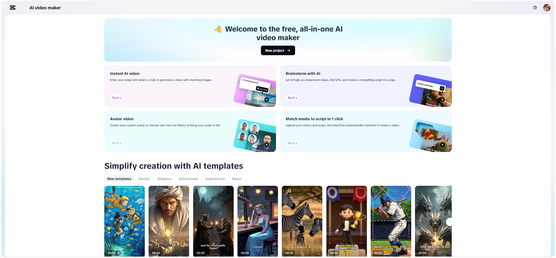 Temui penyunting video AI CapCut Web