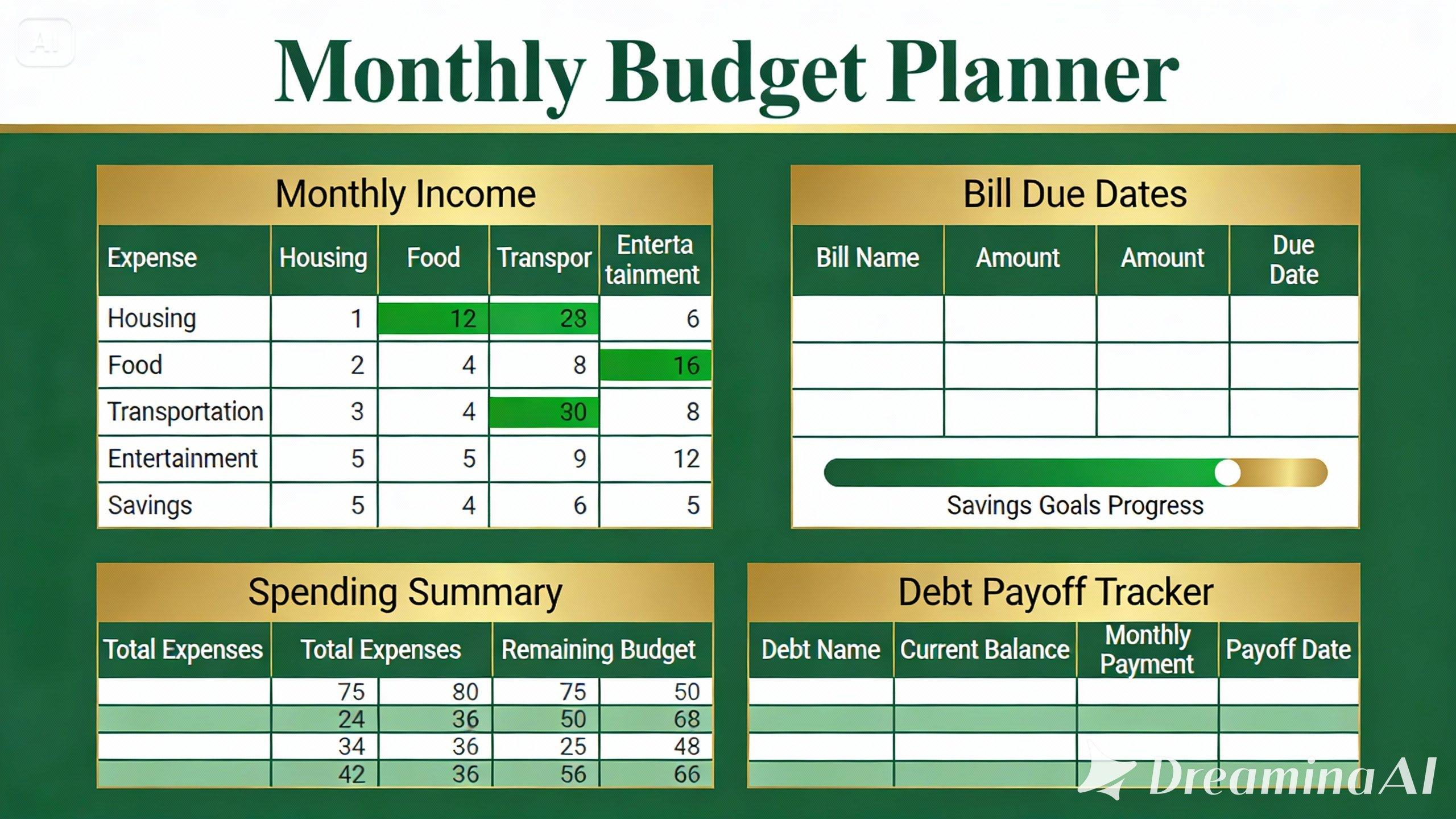 Monthly budget planner