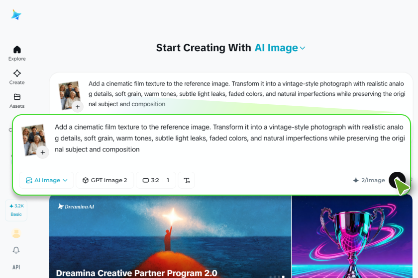 Enter your reference image & film texture prompt