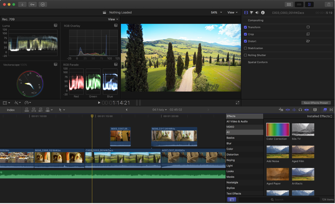 Interfejs Final Cut Pro