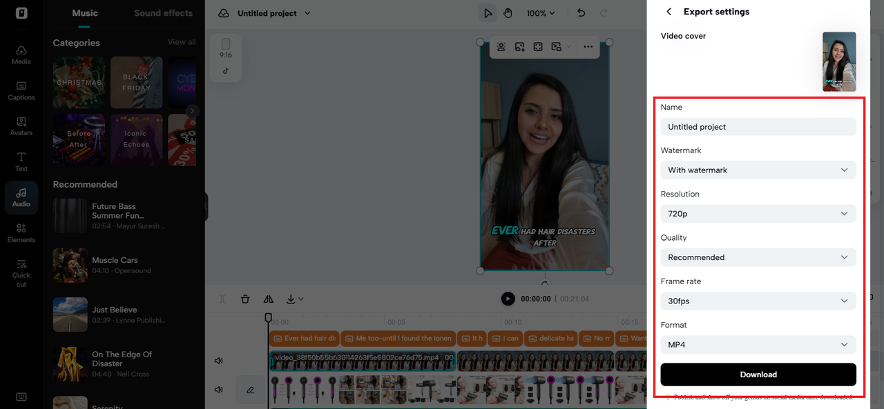 Exportálja videóját