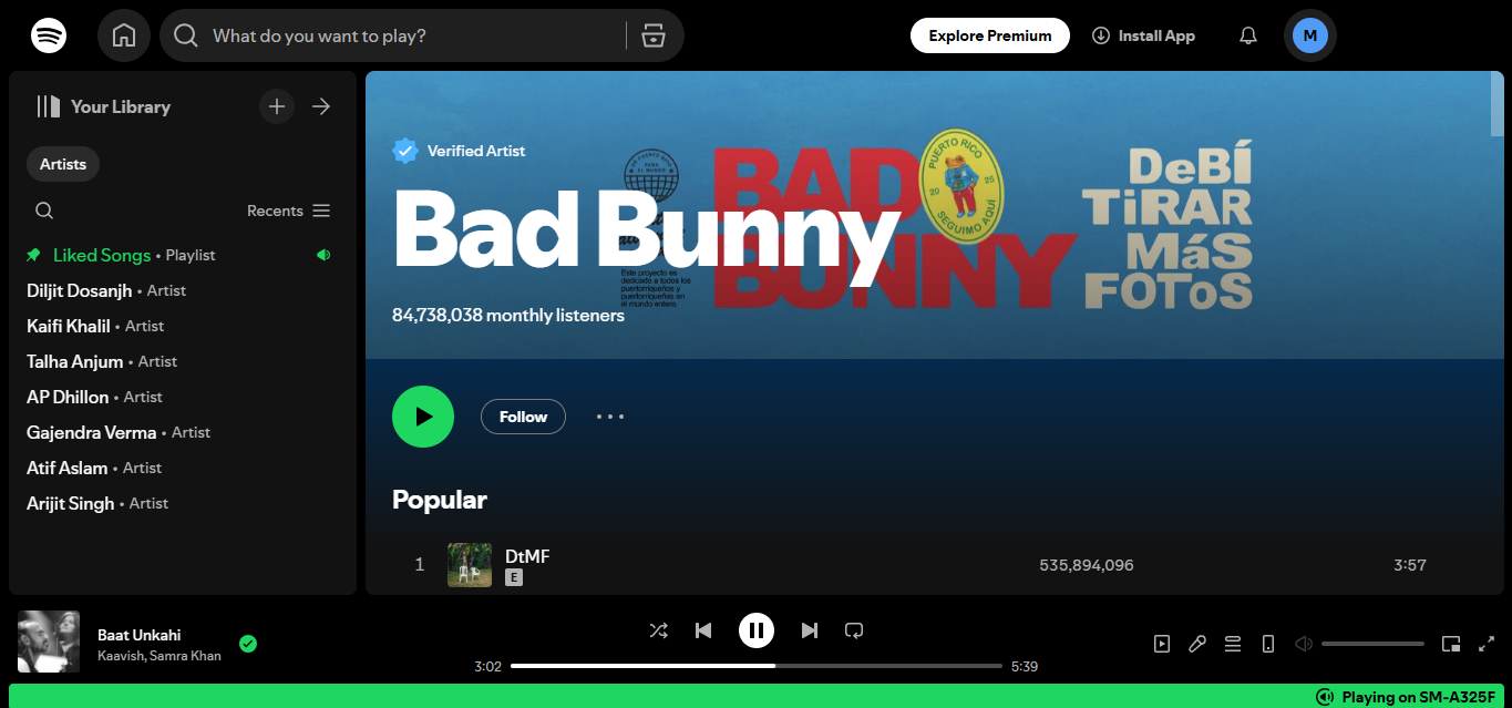 Bad Bunny - le meilleur artiste de tous les temps sur Spotify
