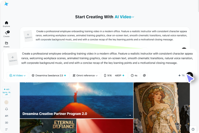 Upload references and write your training prompt