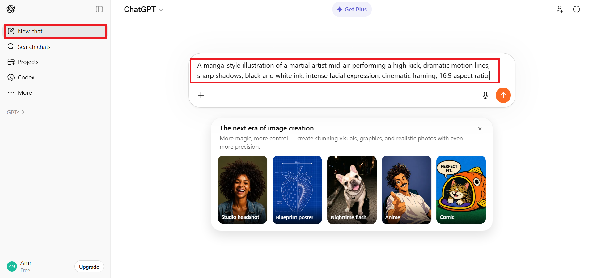 Open ChatGPT and write a detailed prompt