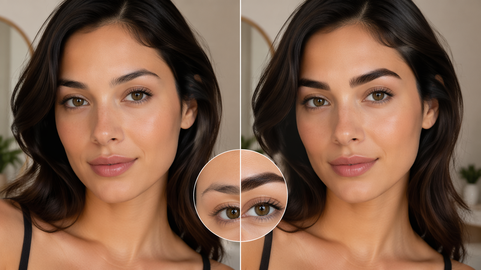 Dreamina virtual eyebrow try on prompt example 3: fuller straight brow preview
