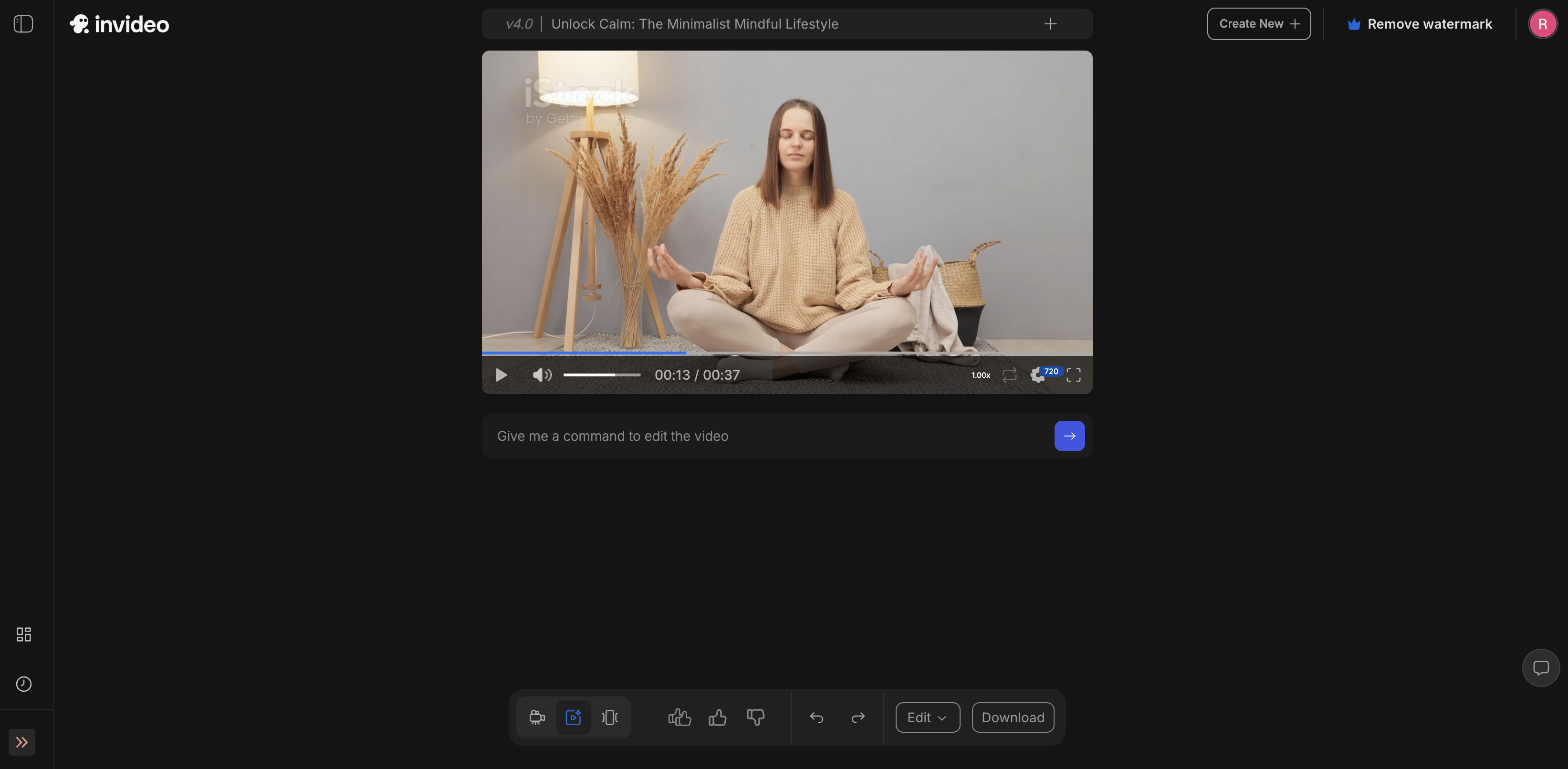 InVideo AI-Oberfläche