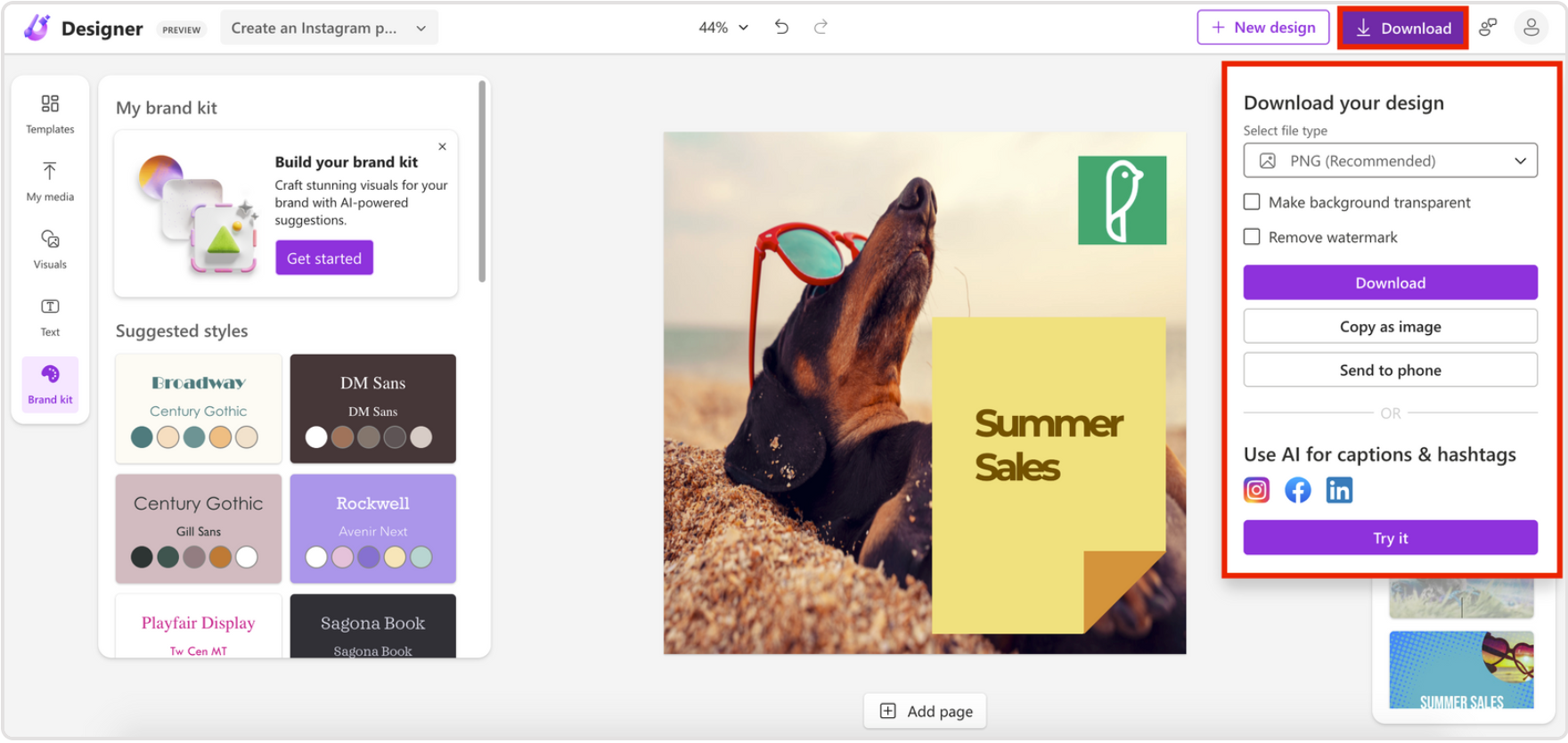 การดาวน์โหลดภาพที่สร้างโดย AI จาก Microsoft Designer