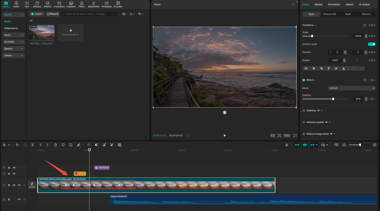 Cadru Cheie în Editarea Video din CapCut PC