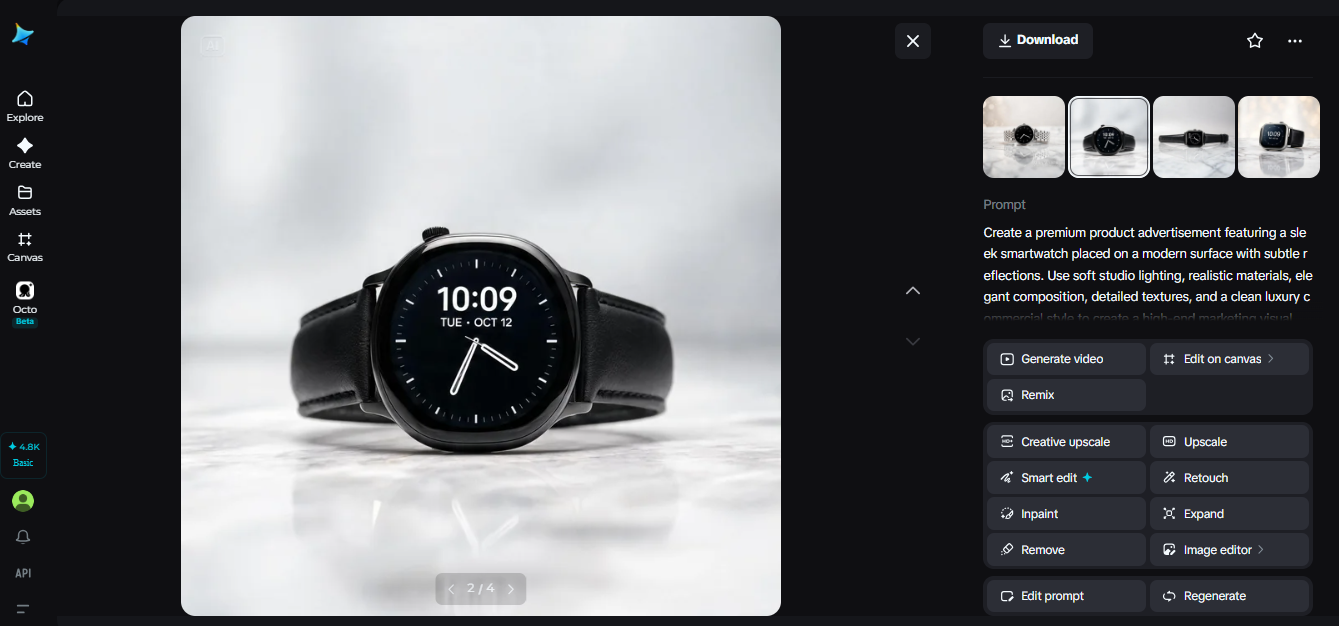 Affinez et téléchargez votre image finale