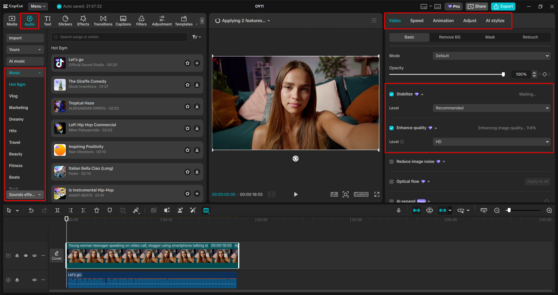 Hochskalierung und Bearbeitung eines Videos mit dem CapCut Desktop-Video-Editor