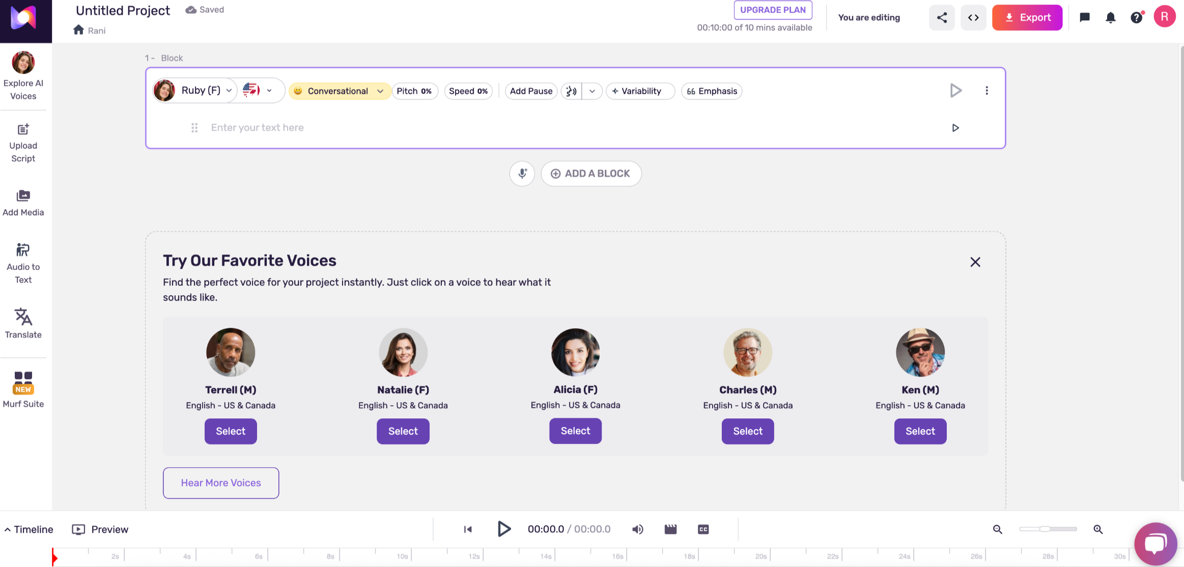 Murf AI narration voice generator