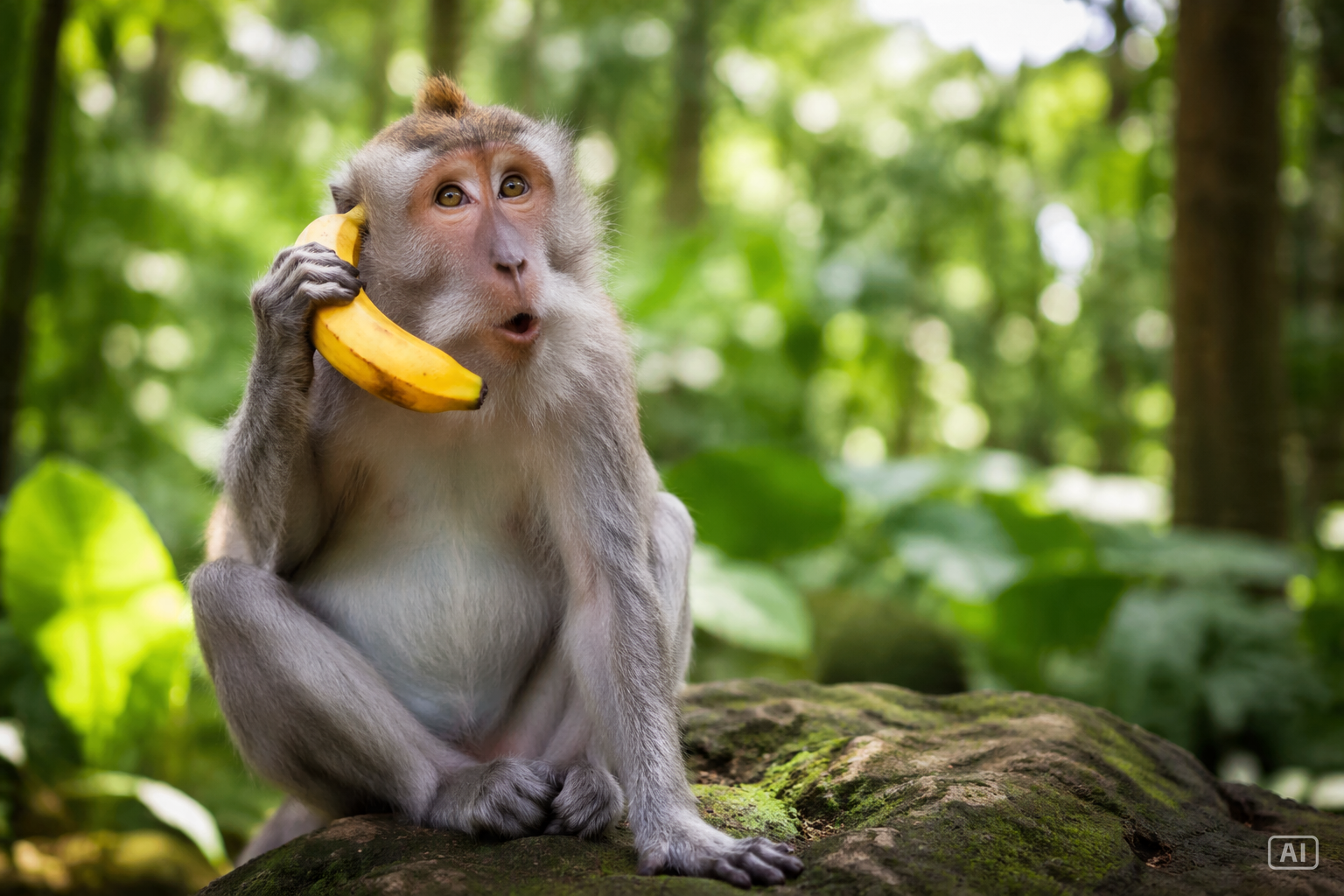 Monkey banana phone image generated by Pippit