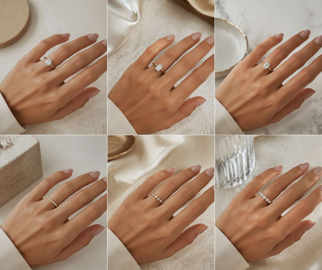 Dreamina virtual engagement ring try on prompt example 2: halo engagement ring try-on