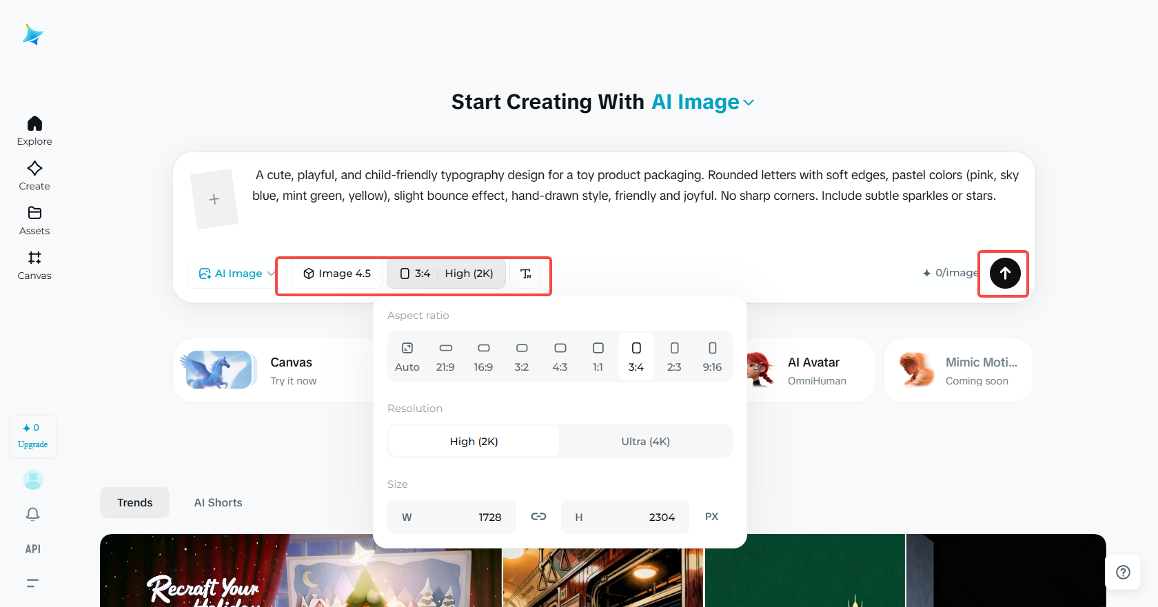 Select the image model to generate cute fonts