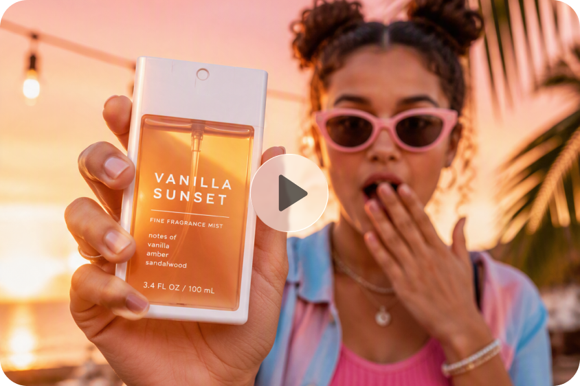 Product commercials with freeze frame holds