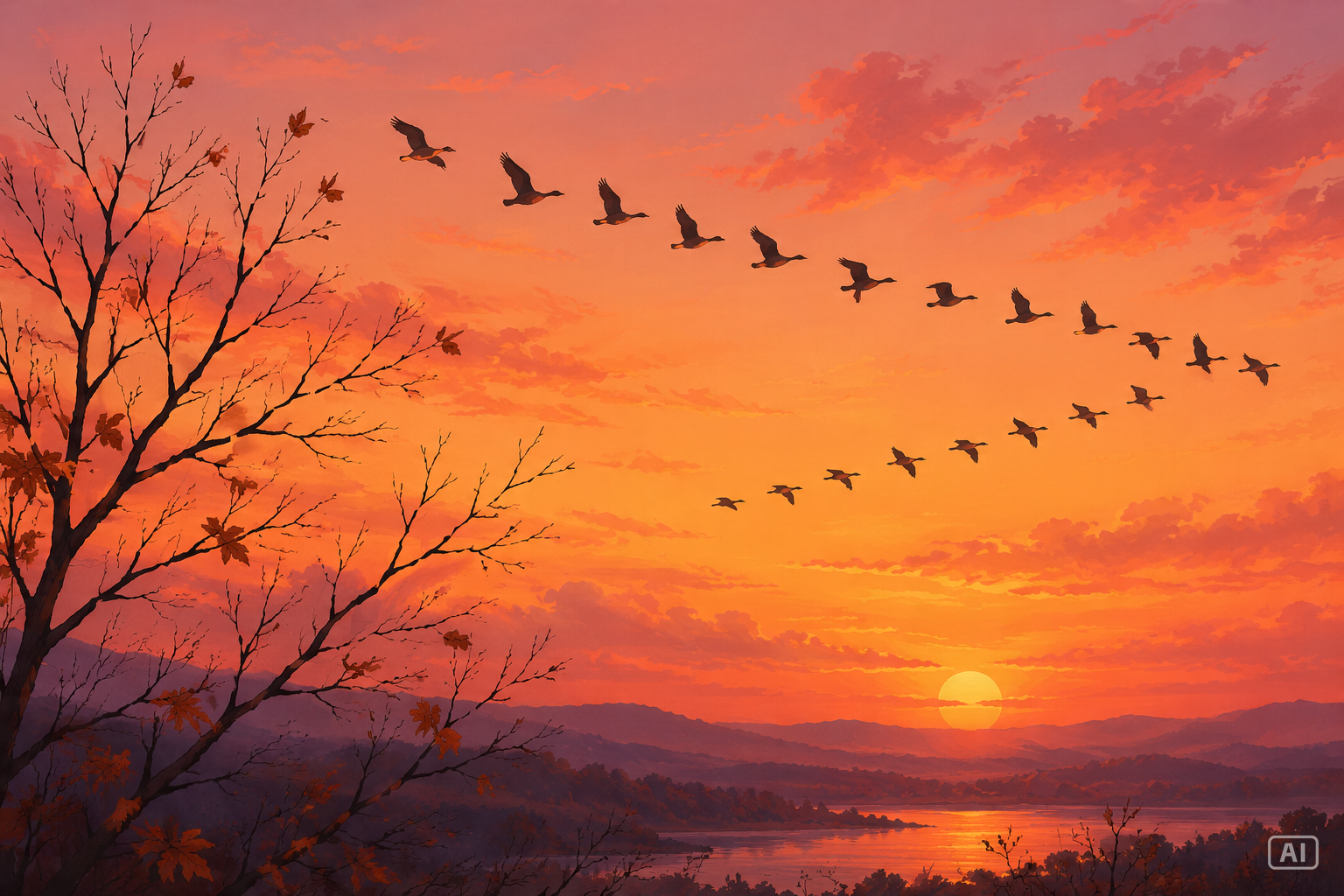 Migrating birds art prompt generated by Pippit