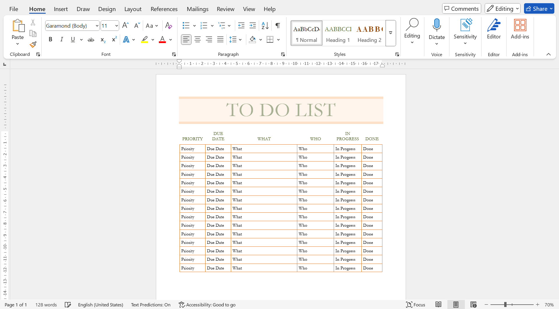 How to create a to do list with Word