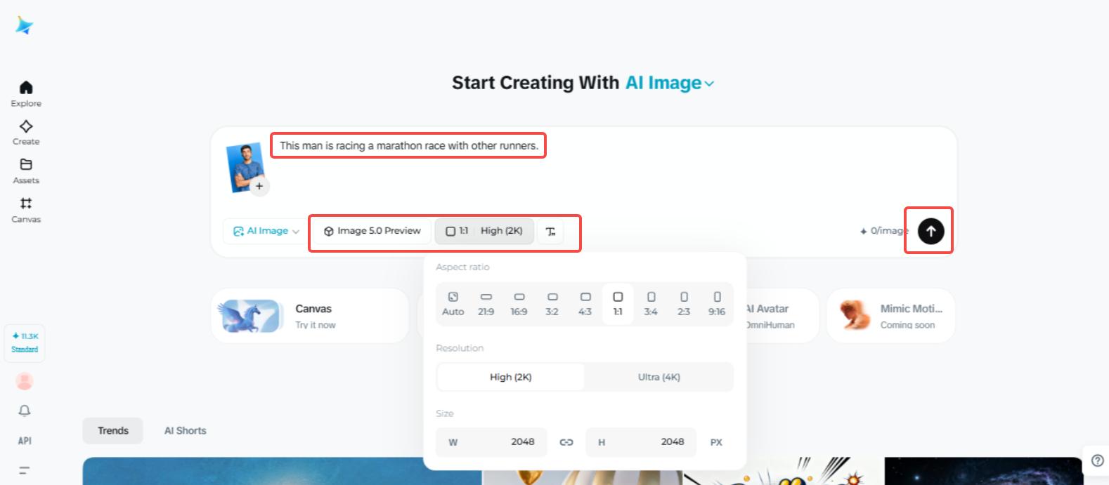 Generating the AI Image in Dreamina