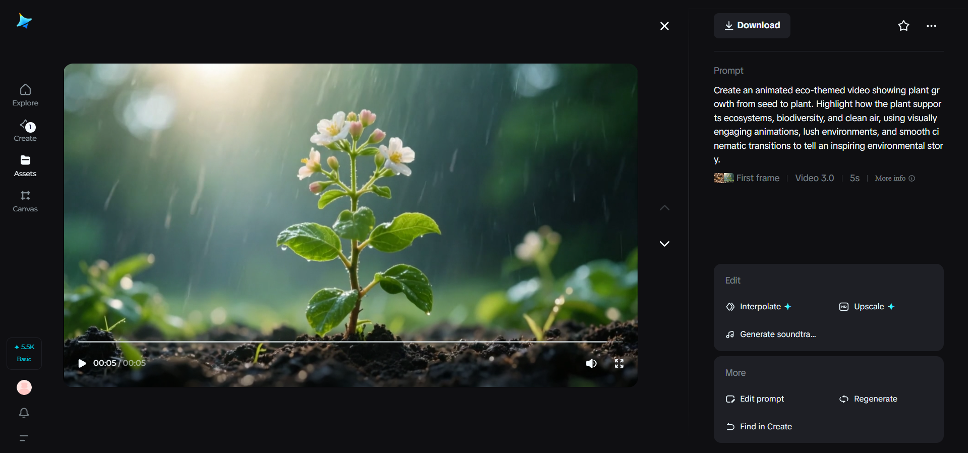 Öko-Themen-Erzählvideos in Dreamina