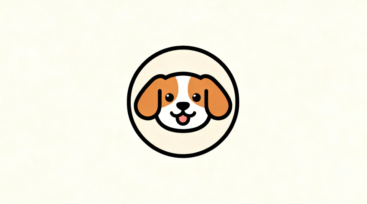 Niedliches Hundegesicht in einfachem Kreis-Logo