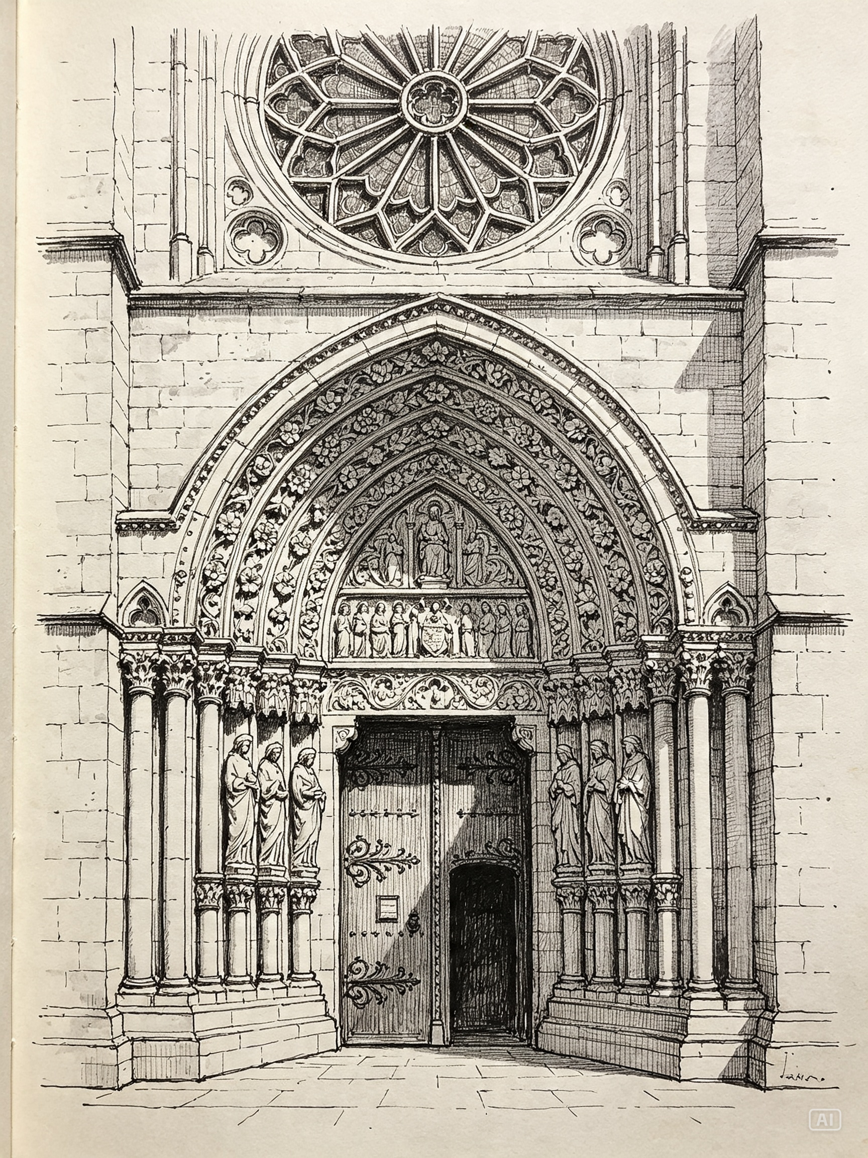 Architectural detail study drawing prompt generated by Pippit