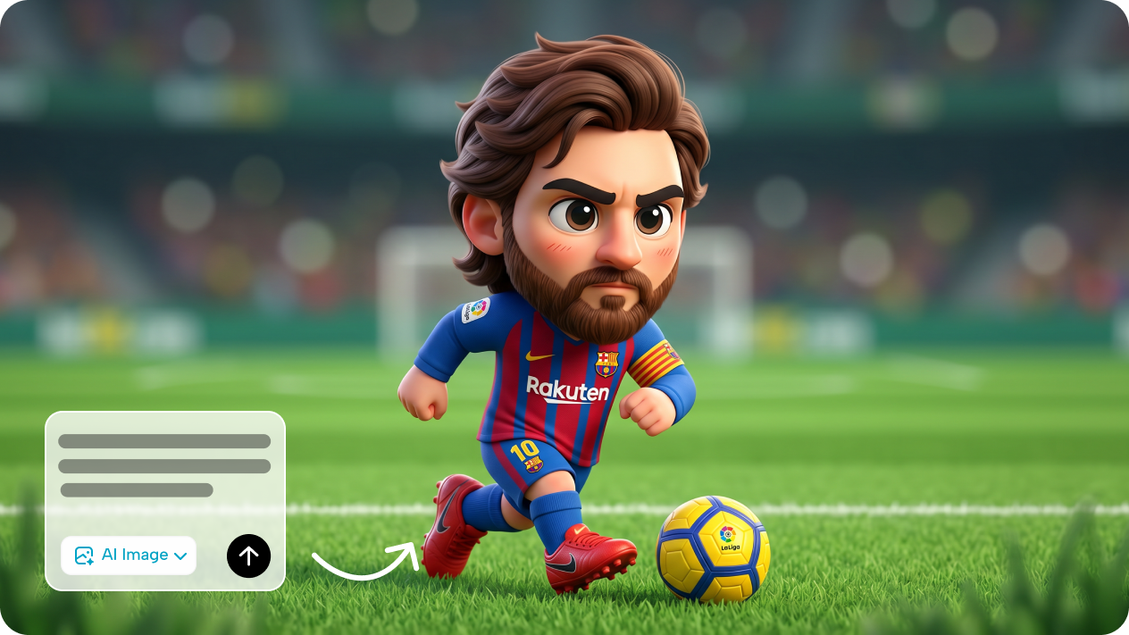 Generate footballers, mascots, and tournament art from a prompt 