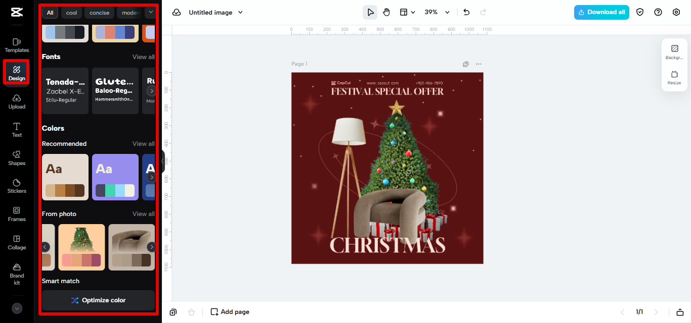 Optimisation des couleurs en un clic dans CapCut Web