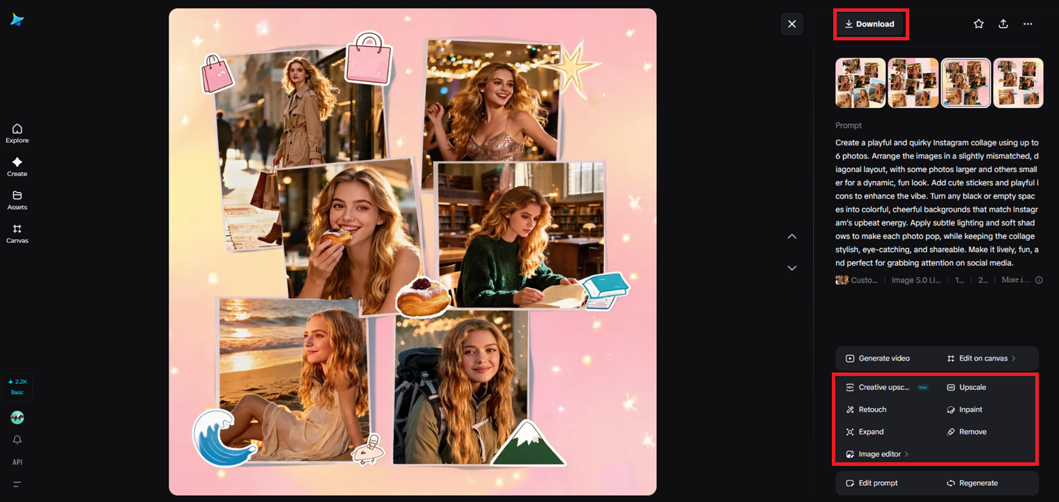 Refine and download your collage