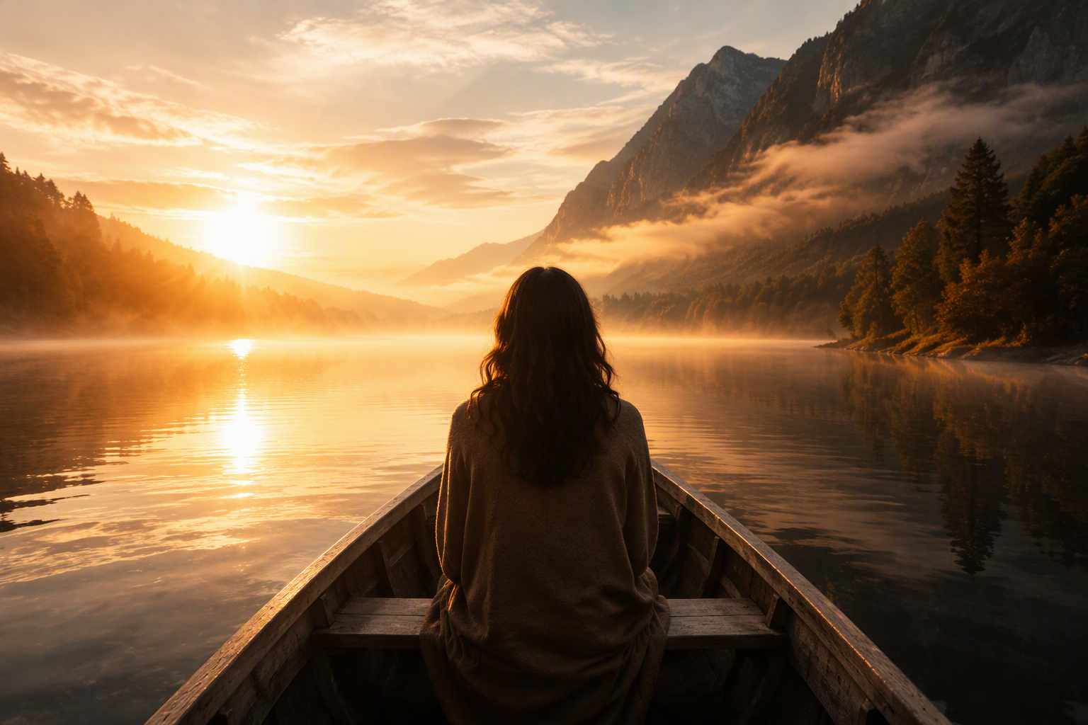 Lake Boat Cinematic AI Photo Editing