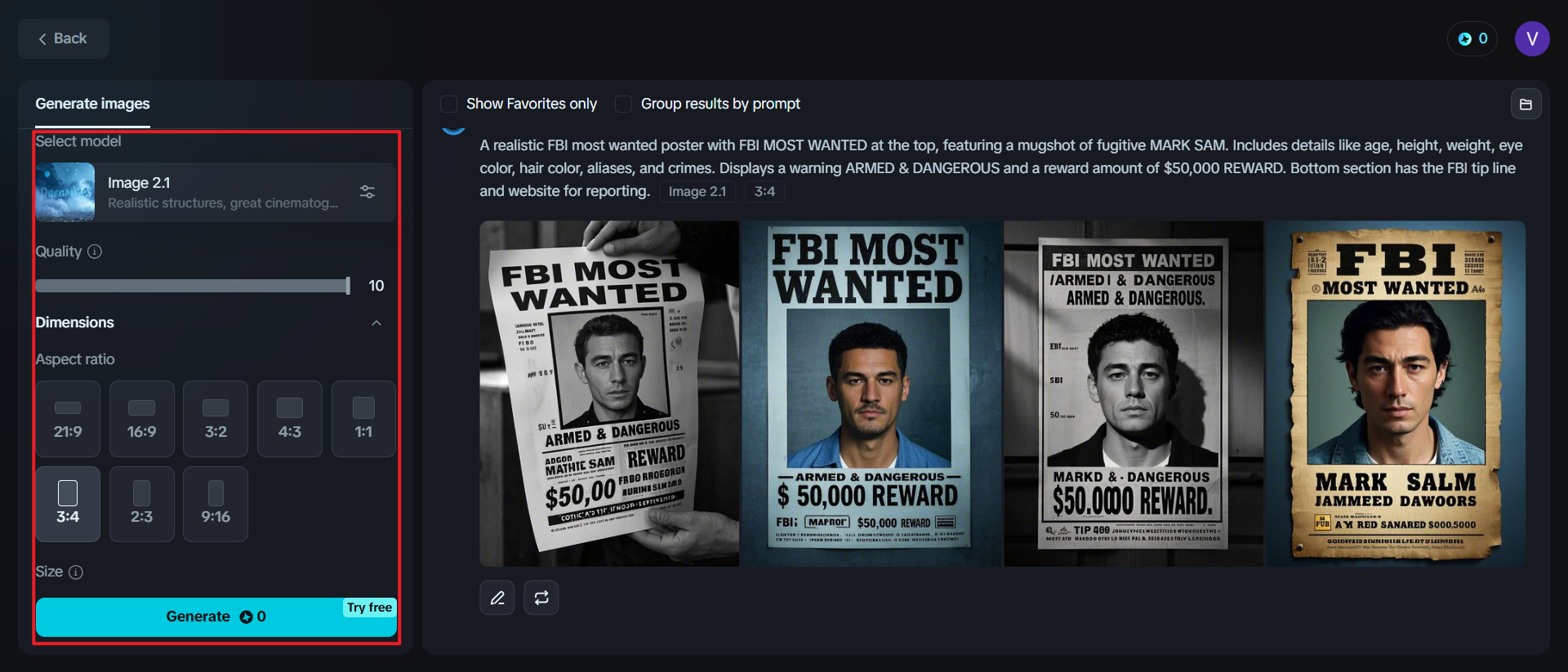 Plantilla de búsqueda del FBI