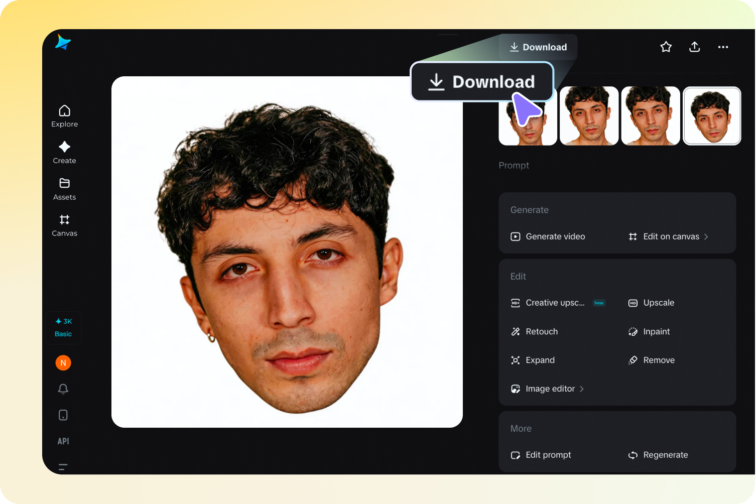 I-preview at i-export ang face cutout na larawan mula sa Dreamina