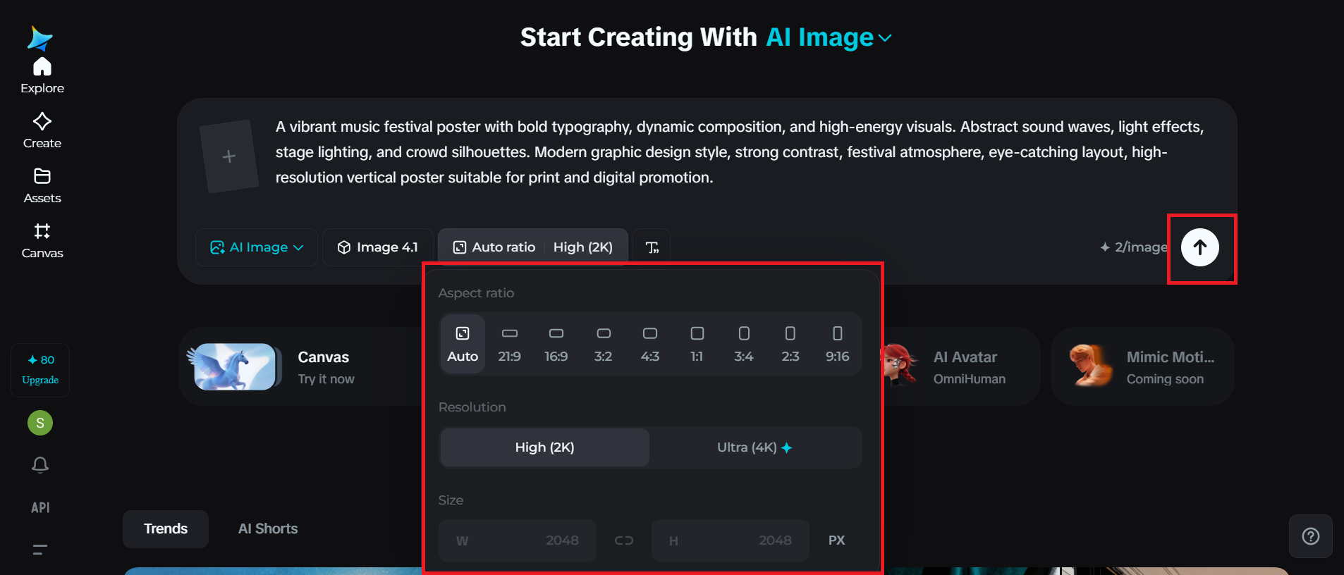 Regola le impostazioni di output per il design del poster del festival musicale