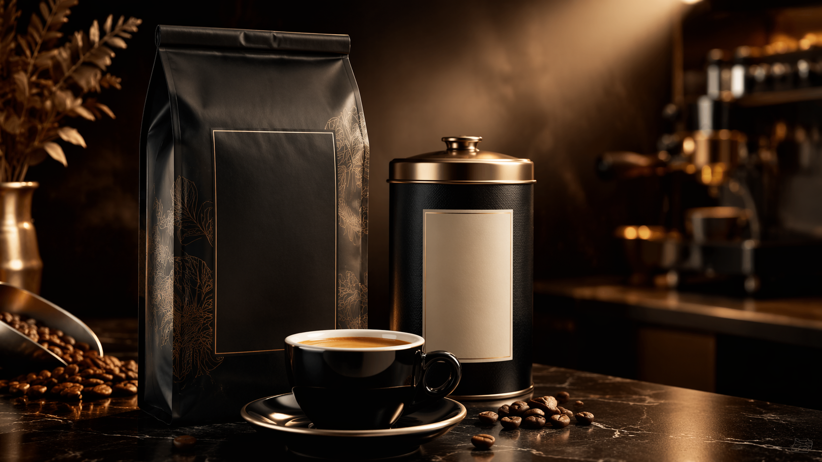 Dreamina coffee mockup prompt example 6: Premium Espresso Poster