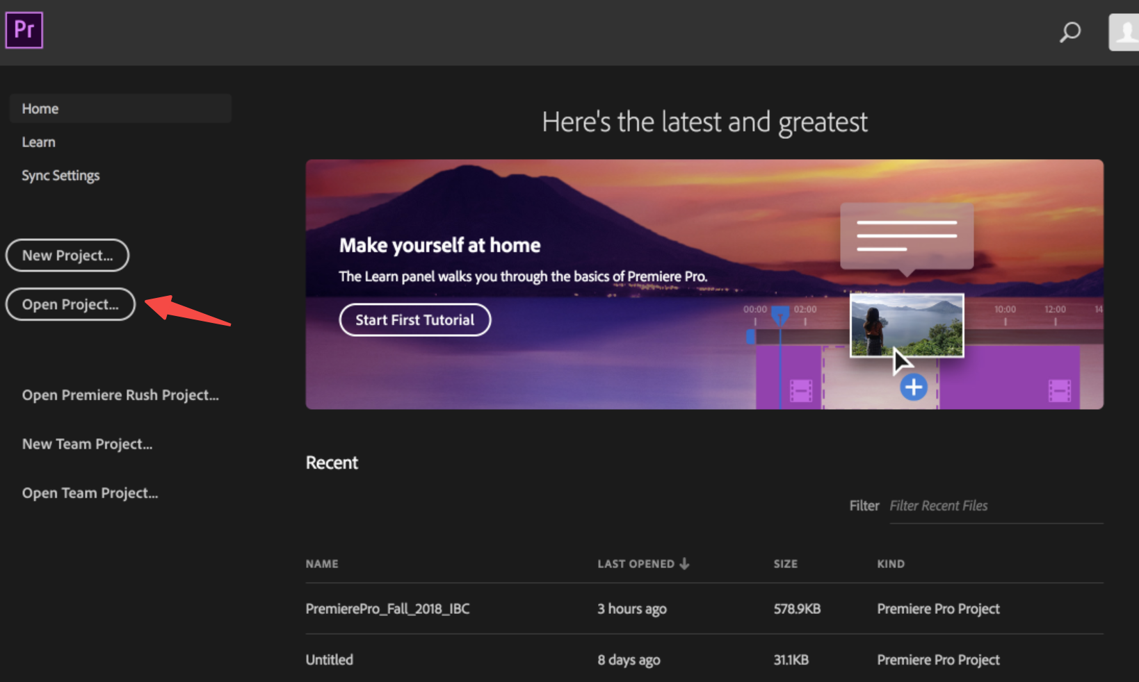Öffnen Sie die Bearbeitungsoberfläche von Adobe Premium Pro
