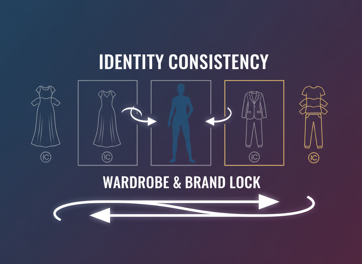 Gráfico: silueta de personaje con flechas de continuidad y bloqueo de logotipo.