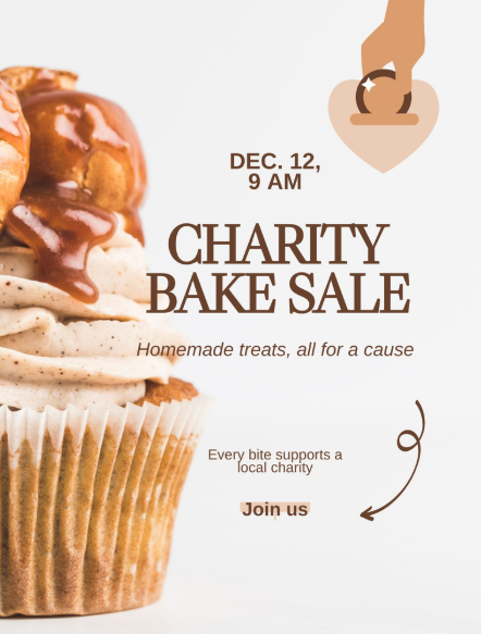 Minimalist charity bake sale poster