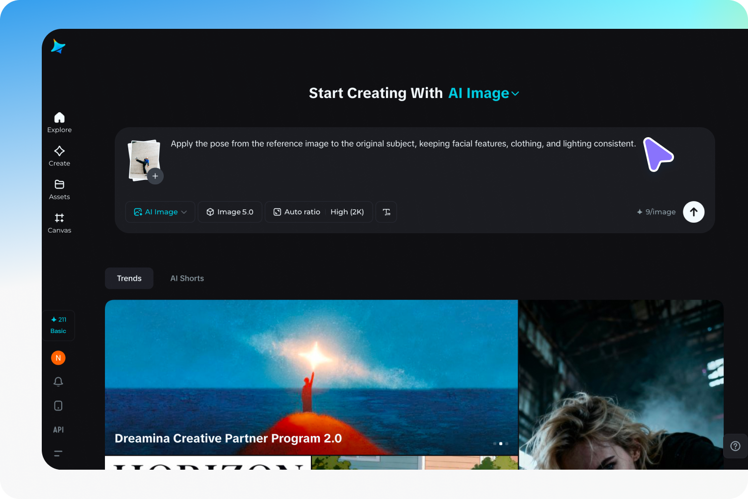 Upload originele afbeelding en poseringsreferentie