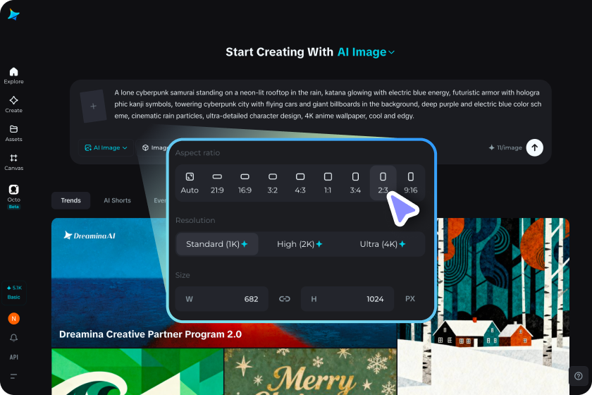 Select your settings and generate