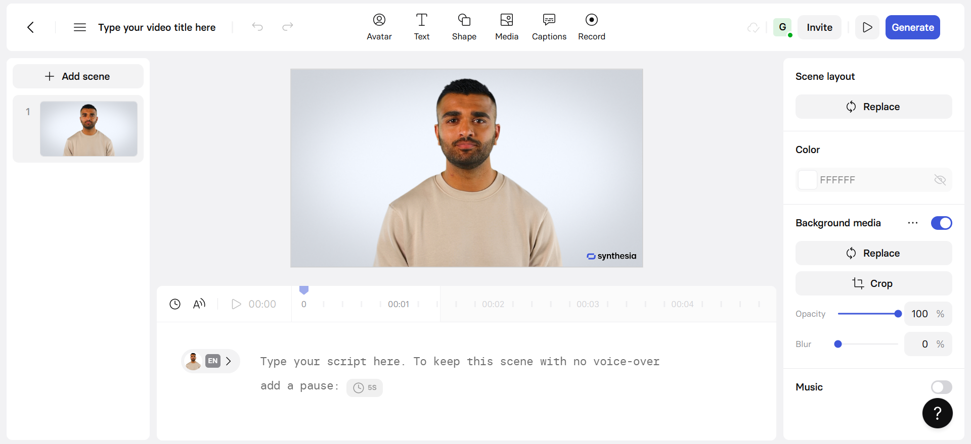 Synthesia video generation interface