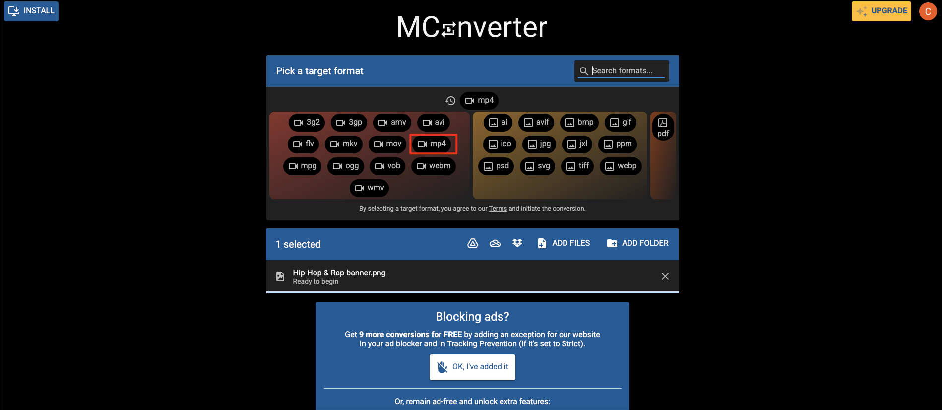 Convertor PNG la MP4 online