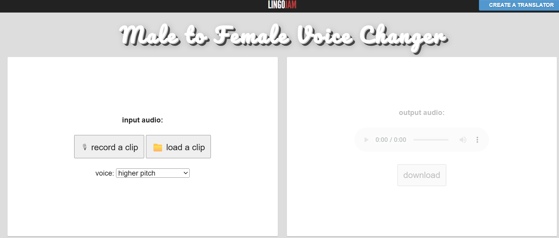 Lingojam voice changer