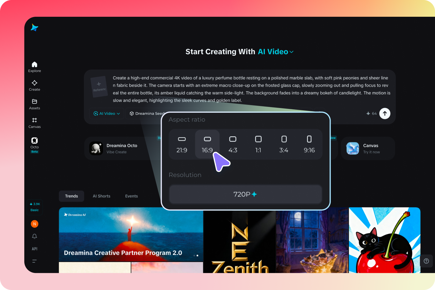 Configure video settings and generate